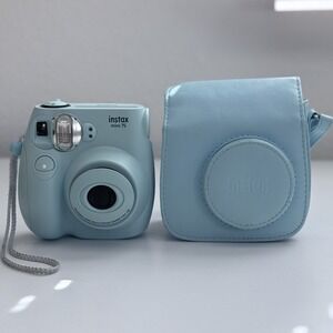 Fujifilm Instax Mini 7S Baby Light Blue Instant Film Camera + Case WORKS